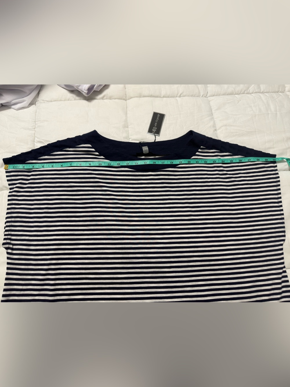 Cable & Gauge Navy and White Striped Short Sleeve Top - Picture 6 of 7